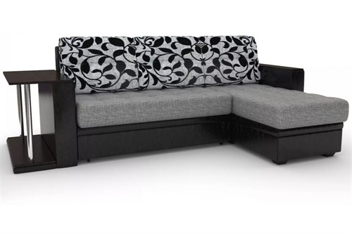 Диван угловой Атланта-Eco Grey Флауэрс со столиком - фото 144495