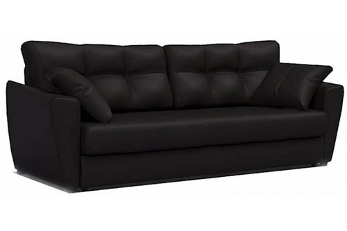 Диван прямой Амстердам Black (faux leather) еврокнижка - фото 155047