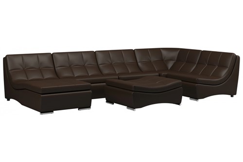 Диван модульный Монреаль-7 Brown кожаный - фото 169546